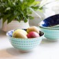 KitchenCraft Contrasting Blue Chevron and Spotty Ceramic Bowls