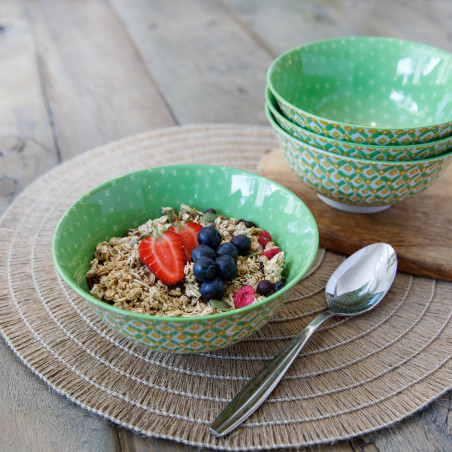 KitchenCraft Green Geometric Ceramic Bowls