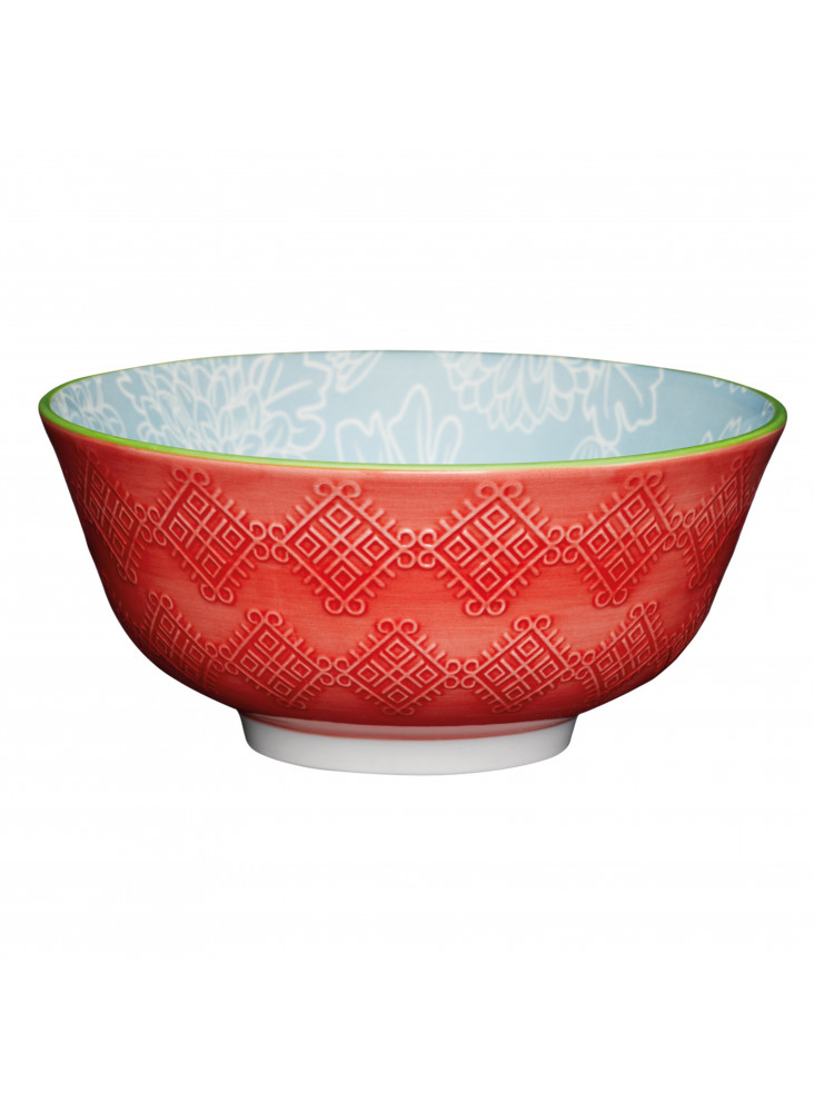 KitchenCraft Leaf Print and Terracotta Look Ceramic Bowls