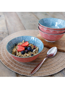 KitchenCraft Leaf Print and Terracotta Look Ceramic Bowls