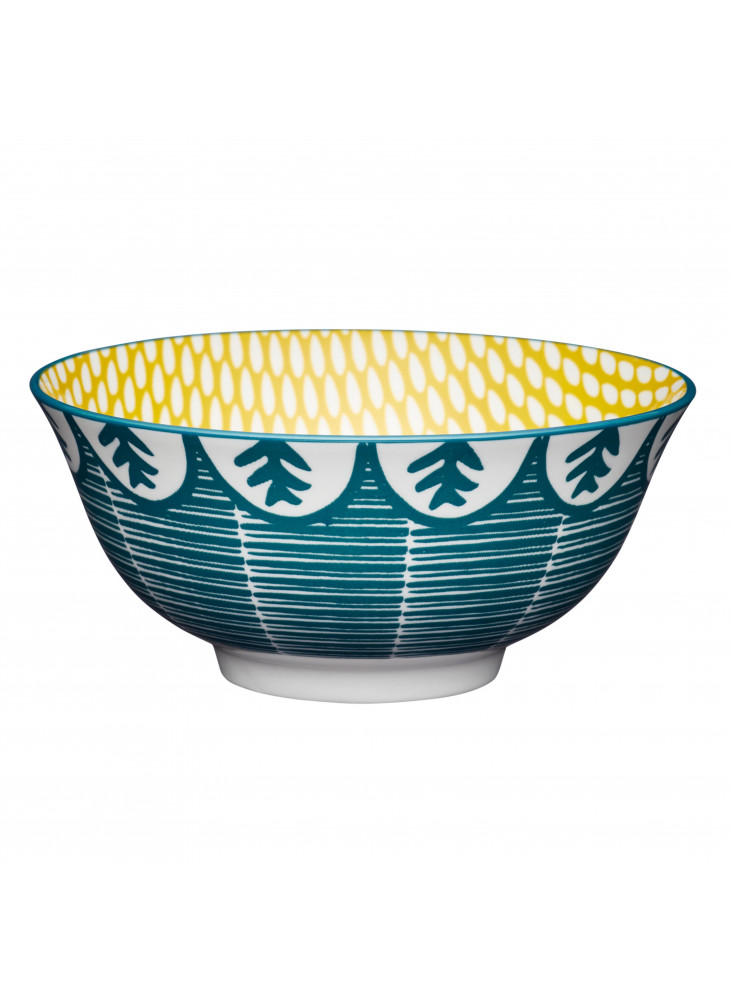 KitchenCraft Leafy Green Print Ceramic Bowls