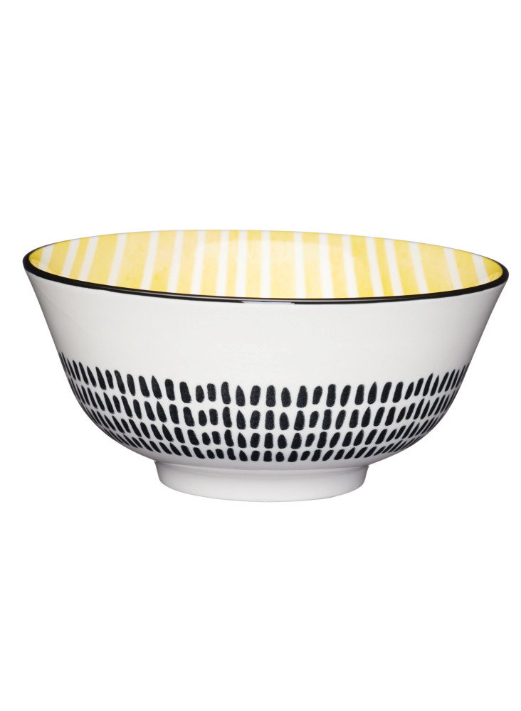 KitchenCraft Moroccan Style Yellow Stripe Ceramic Bowls