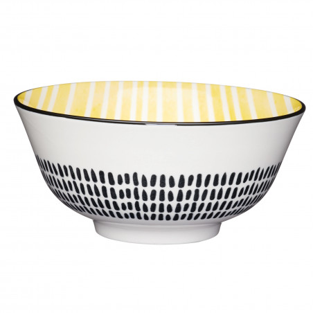 KitchenCraft Moroccan Style Yellow Stripe Ceramic Bowls