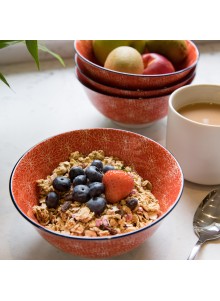 KitchenCraft Red Floral and Blue Edge Ceramic Bowls