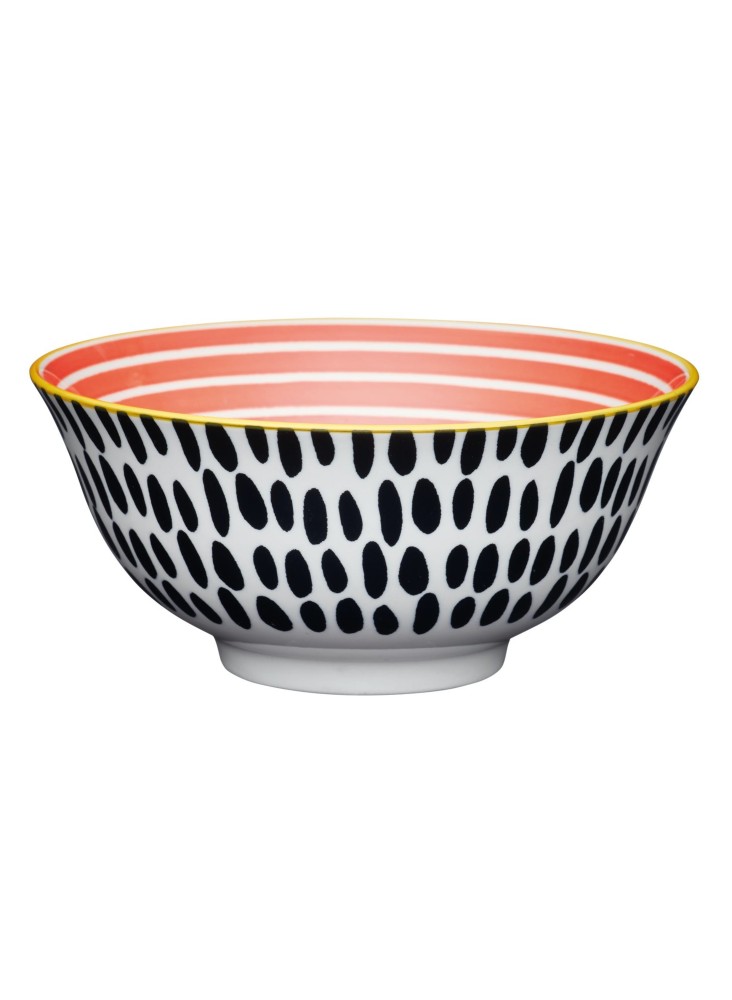 KitchenCraft Red Swirl and Black Spots Ceramic Bowls