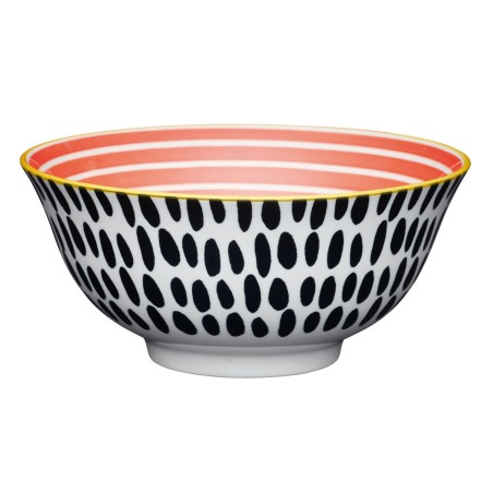 KitchenCraft Red Swirl and Black Spots Ceramic Bowls