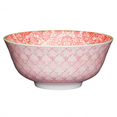 KitchenCraft Red and Pink Victorian Style Print Ceramic Bowls