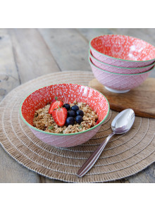 KitchenCraft Red and Pink Victorian Style Print Ceramic Bowls