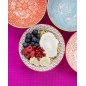 KitchenCraft Patterned Cereal Bowl Set in Gift Box, Ceramic, 'Brights' Designs, 15cm, 4 Pieces