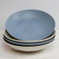 KitchenCraft Set of 4 Glazed Stoneware Pasta Bowls - Blue / Cream