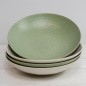 KitchenCraft Set of 4 Glazed Stoneware Pasta Bowls - Green / Cream