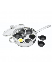 KitchenCraft Stainless Steel 28cm Six Hole Egg Poacher