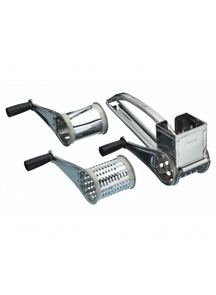 KitchenCraft Stainless Steel Rotary Grater With Three Drums