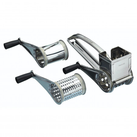 KitchenCraft Stainless Steel Rotary Grater With Three Drums