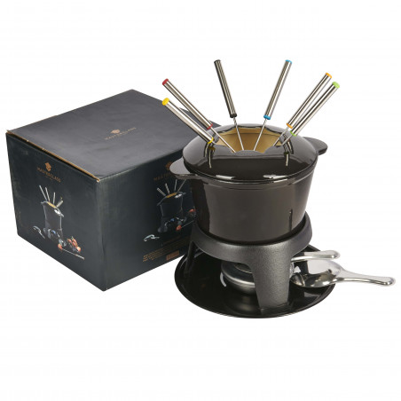 MasterClass Cast Iron Enamelled Black Fondue Set