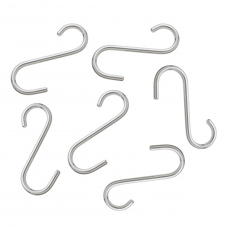 KitchenCraft Pack of Six Stainless Steel Small Hanging Hooks