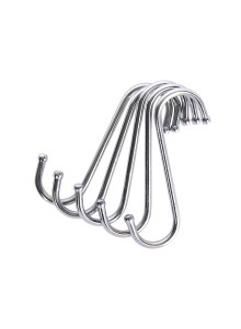 KitchenCraft Pack of Five 10cm Chrome Plated 'S' Hooks