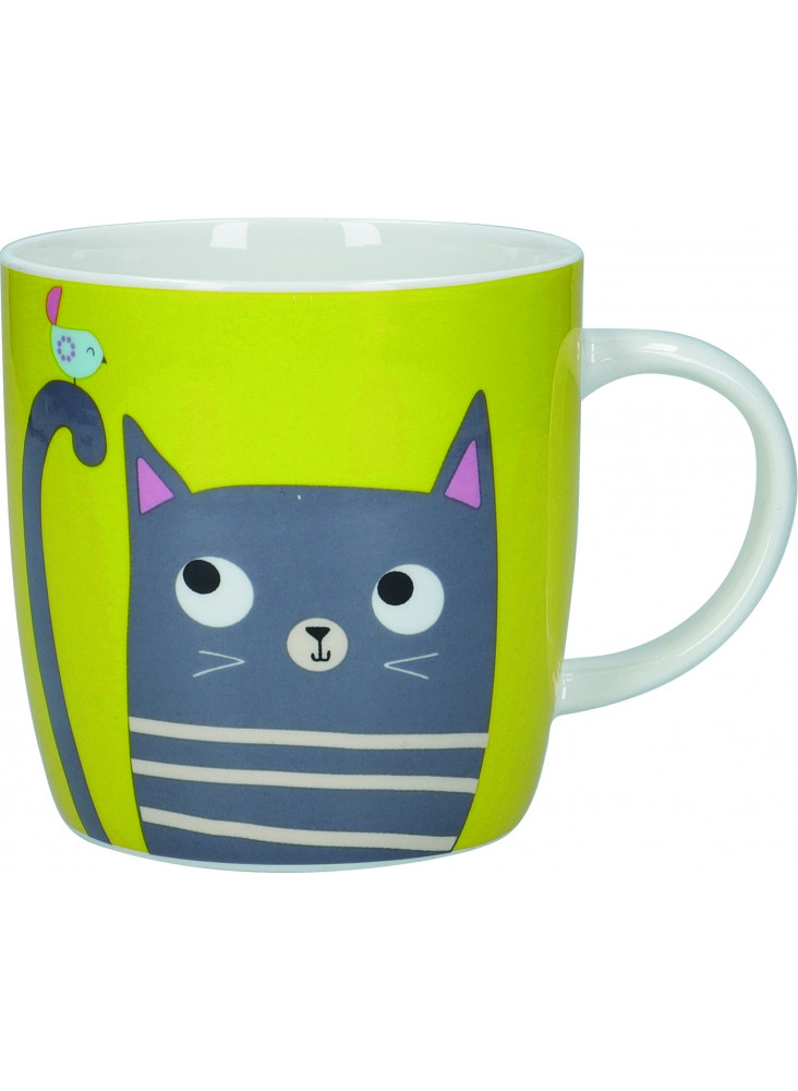 KitchenCraft China 425ml Cat Barrel Shaped Mug