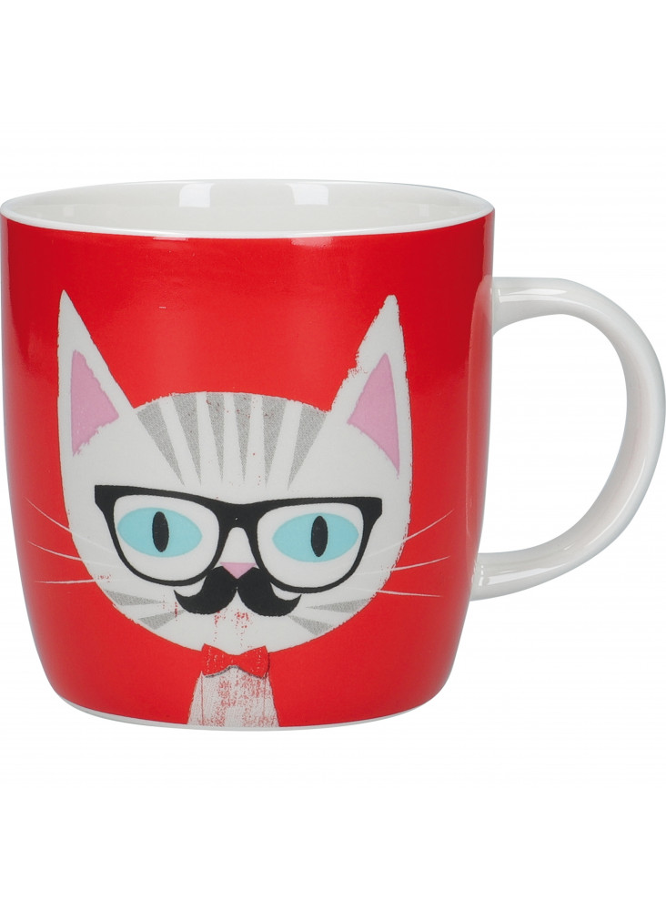 KitchenCraft China 425ml Cat Specs Barrel Shaped Mug