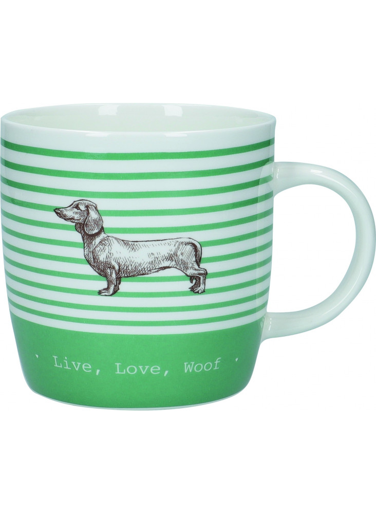 KitchenCraft China 425ml Stripe Dog Barrel Shaped Mug