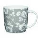 KitchenCraft China 425ml Grey Floral Barrel Shaped Mug