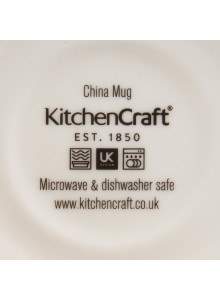 KitchenCraft China 425ml Grey Gingham Barrel Shaped Mug