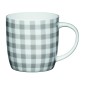 KitchenCraft China 425ml Grey Gingham Barrel Shaped Mug