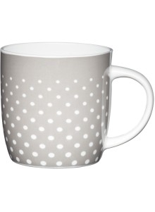 KitchenCraft China 425ml Grey Polka Dot Barrel Shaped Mug