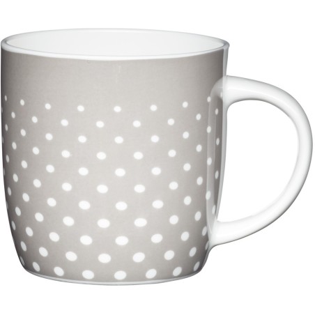 KitchenCraft China 425ml Grey Polka Dot Barrel Shaped Mug