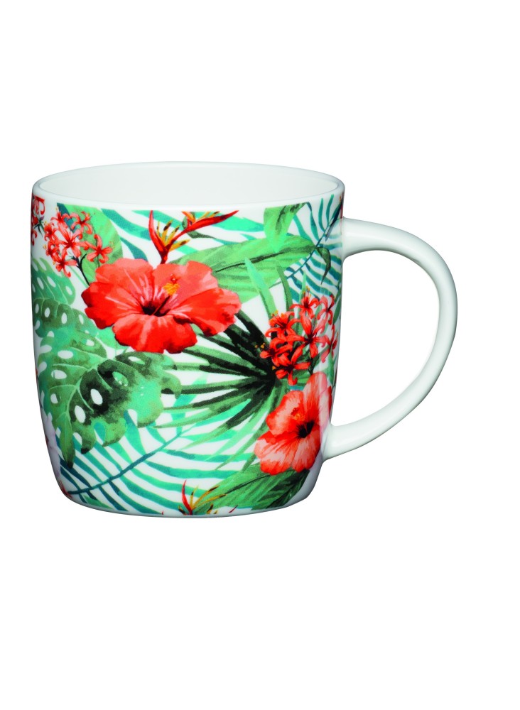 KitchenCraft China 425ml Jungle Flowers Barrel Shaped Mug