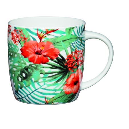 KitchenCraft China 425ml Jungle Flowers Barrel Shaped Mug