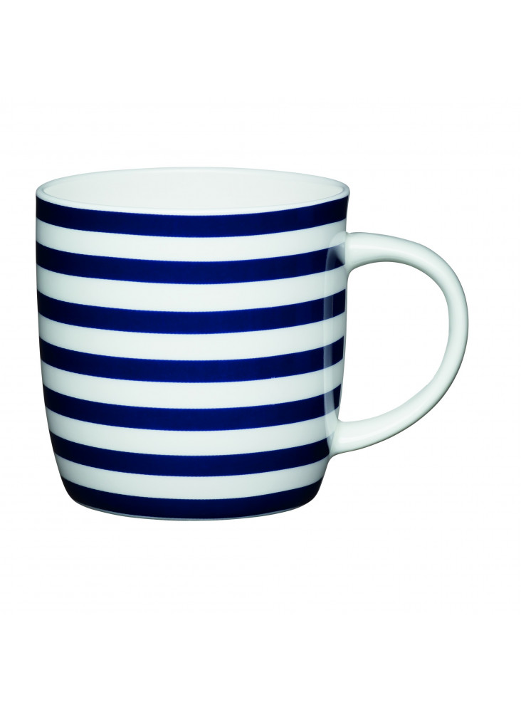 KitchenCraft China 425ml Nautical Stripe Barrel Shaped Mug