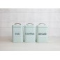 Living Nostalgia Three Piece Tea, Coffee & Sugar Tin Canister Set - Vintage Blue