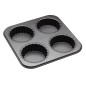 MasterClass Non-Stick Four Hole Loose Base Fluted Mini Tartlet Pan