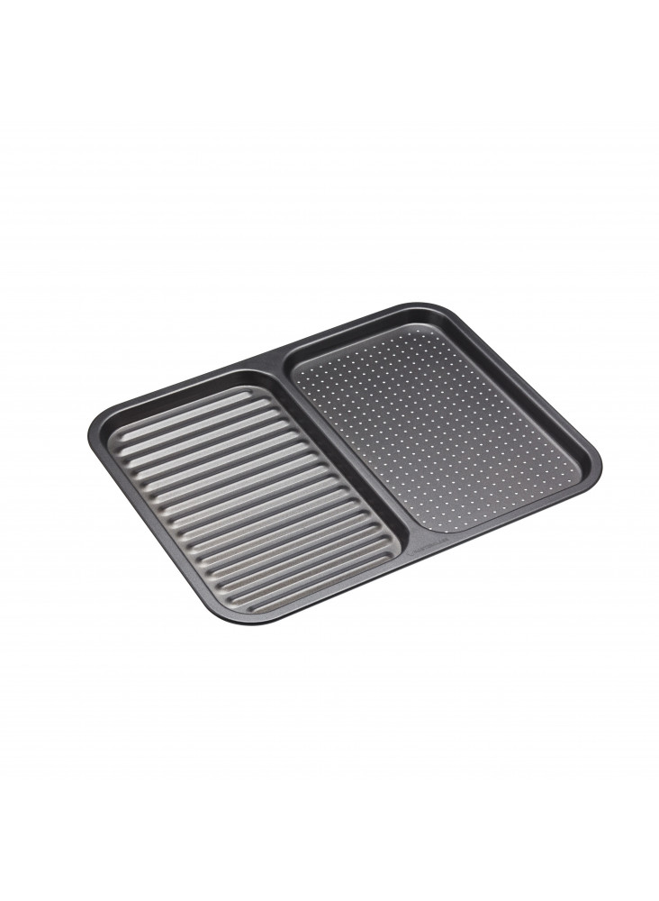 MasterClass Non-Stick 2-in-1 Divided Crisping Tray / Ridged Baking Tray