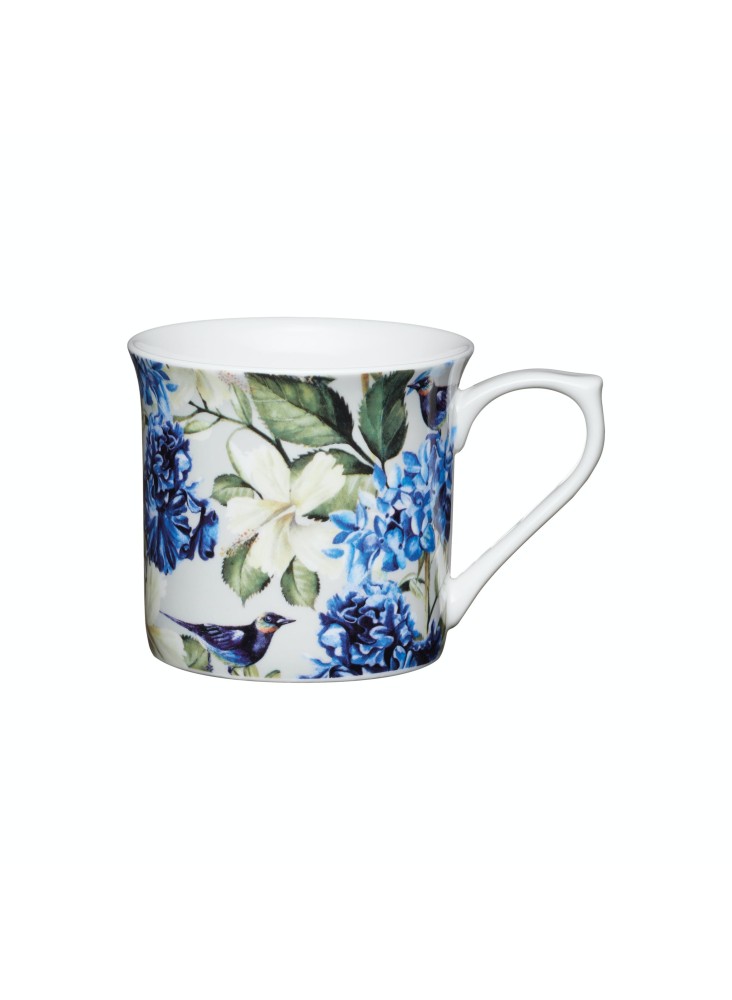 KitchenCraft Fluted China Blue Bird Mug