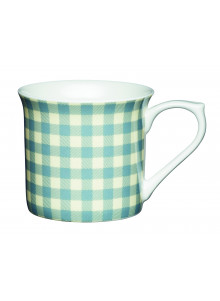 KitchenCraft Fluted China Blue Gingham Mug