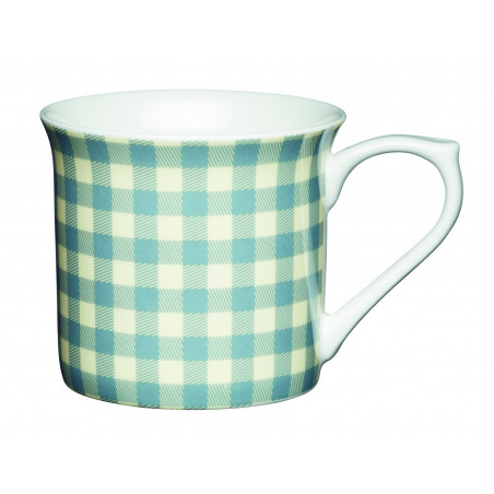 KitchenCraft Fluted China Blue Gingham Mug