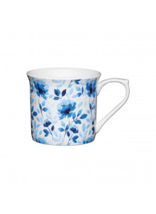 KitchenCraft Fluted China Blue Rose Mug