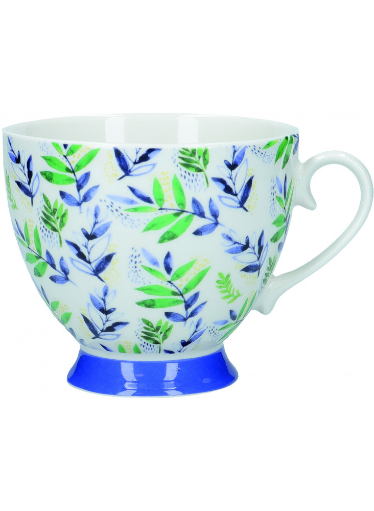 KitchenCraft China Leafy Lemon 400ml Footed Mug