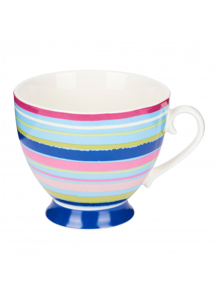 KitchenCraft China Bright Stripe 400ml Footed Mug