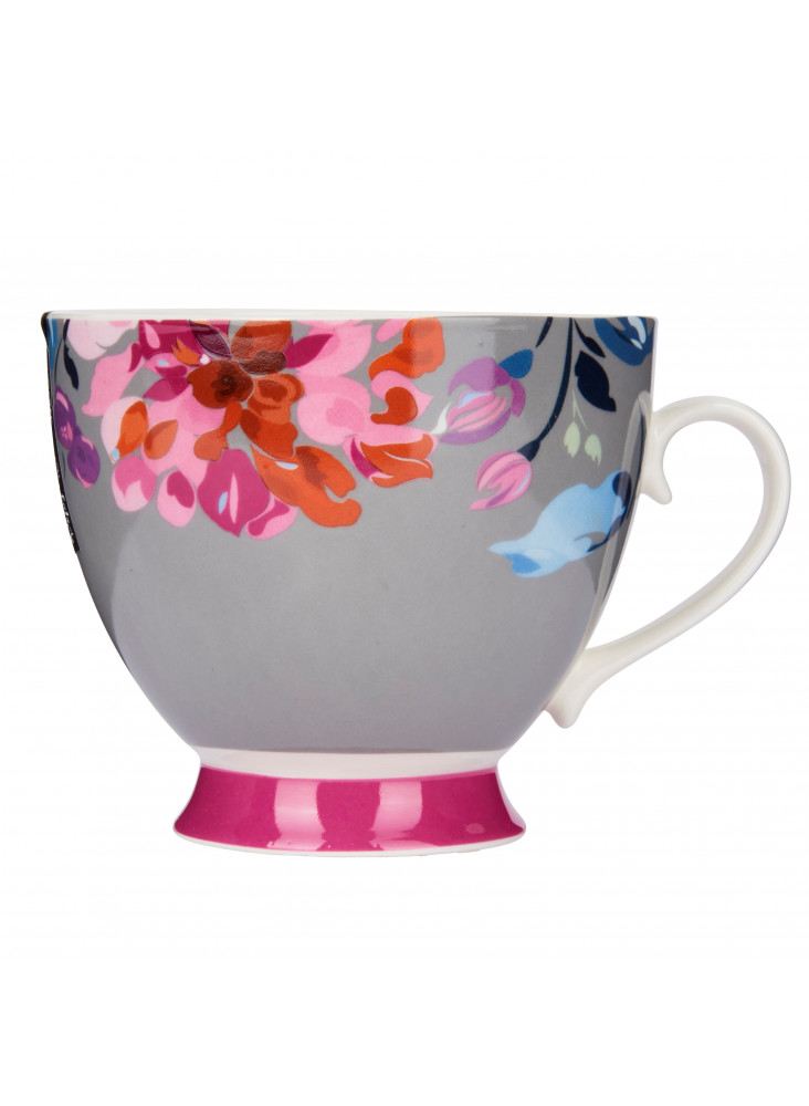 KitchenCraft China Floral Border 400ml Footed Mug