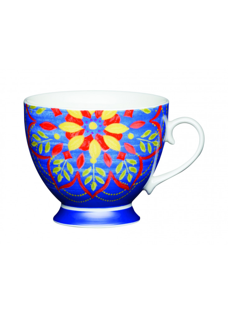 KitchenCraft China Moroccan Blue 400ml Footed Mug