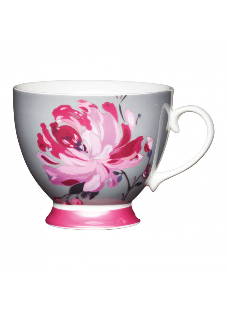 KitchenCraft China Pink Flower 400ml Footed Mug