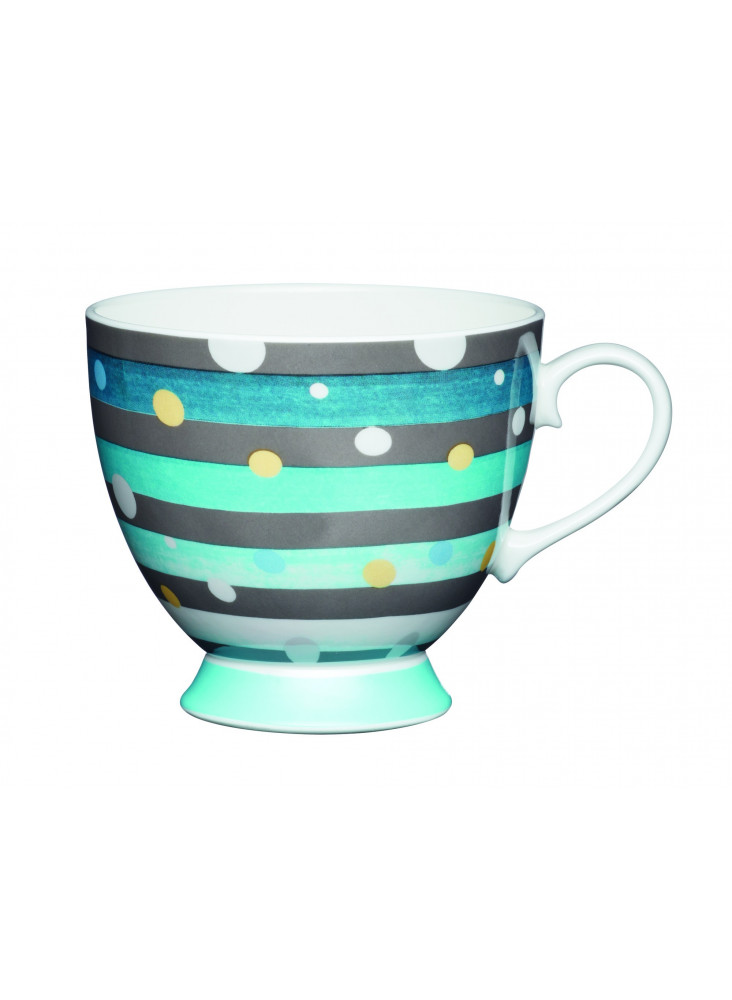 KitchenCraft China Spot Stripe 400ml Footed Mug