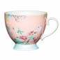 KitchenCraft China Peach Birds 400ml Footed Mug