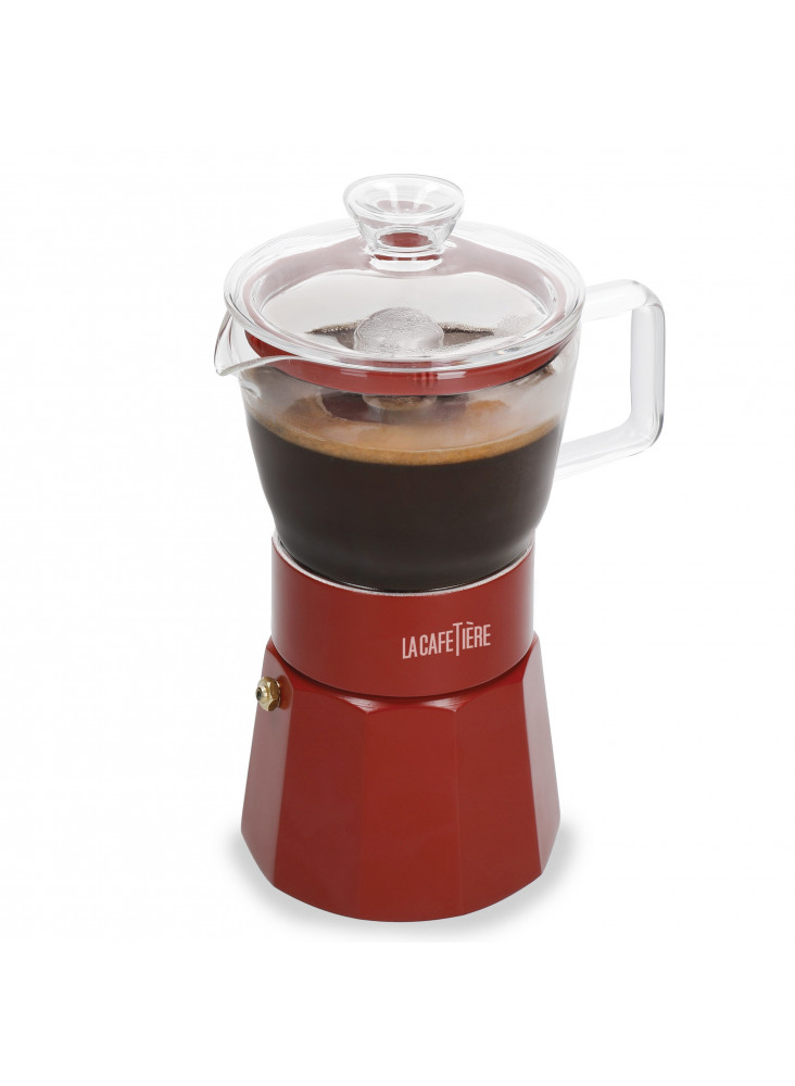 La Cafetière Verona Glass Espresso Maker, 6-Cup, Red