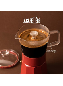 La Cafetière Verona Glass Espresso Maker, 6-Cup, Red