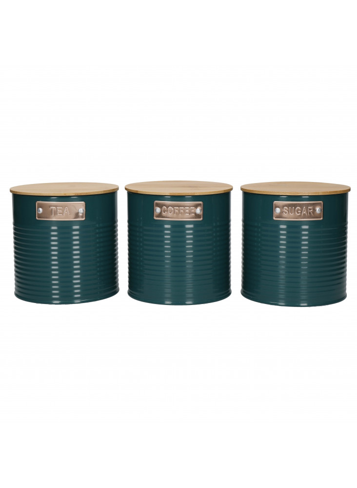 KitchenCraft Tea, Coffee and Sugar Canisters Set of 3, 1L - Teal