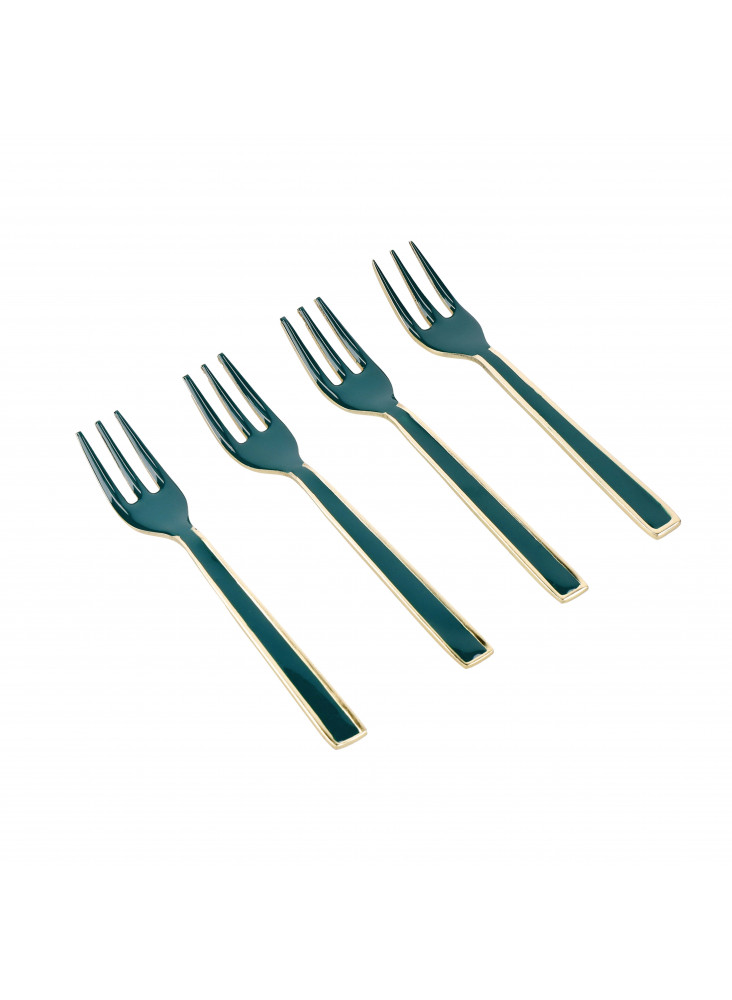 Artesà Mini Serving Forks, Set of 4 - Green and Gold